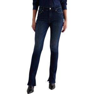 NWT Express FlexX Skyscraper Jeans Size L 12/14/16 Mid Rise Dark Wash Split Hem